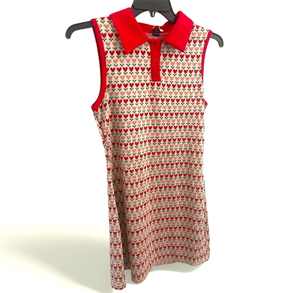 Shien Dresses & Skirts - Shien Collared Mini Dress Heart Flowers Red Retro y2k NWT